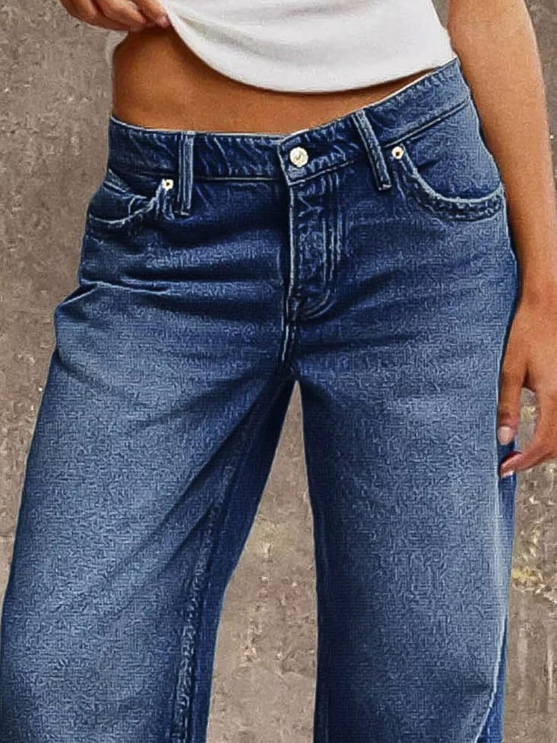 Flamingals Baggy Jeans for Women Mid Rise Straight Leg Stretchy Wash Casual Boyfriend Jeans Trendy - Image 4