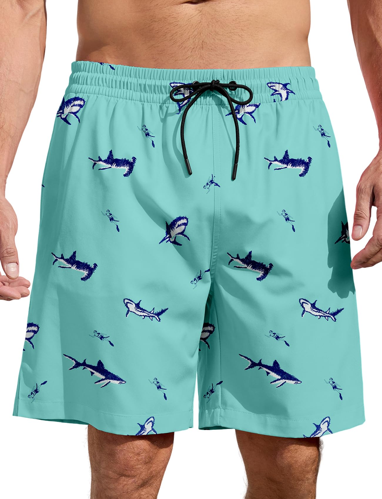 Lzzidou Men's Swim Trunks 8 Inch Inseam Mesh Lining Board Shorts Quick Dry Bathing Suit