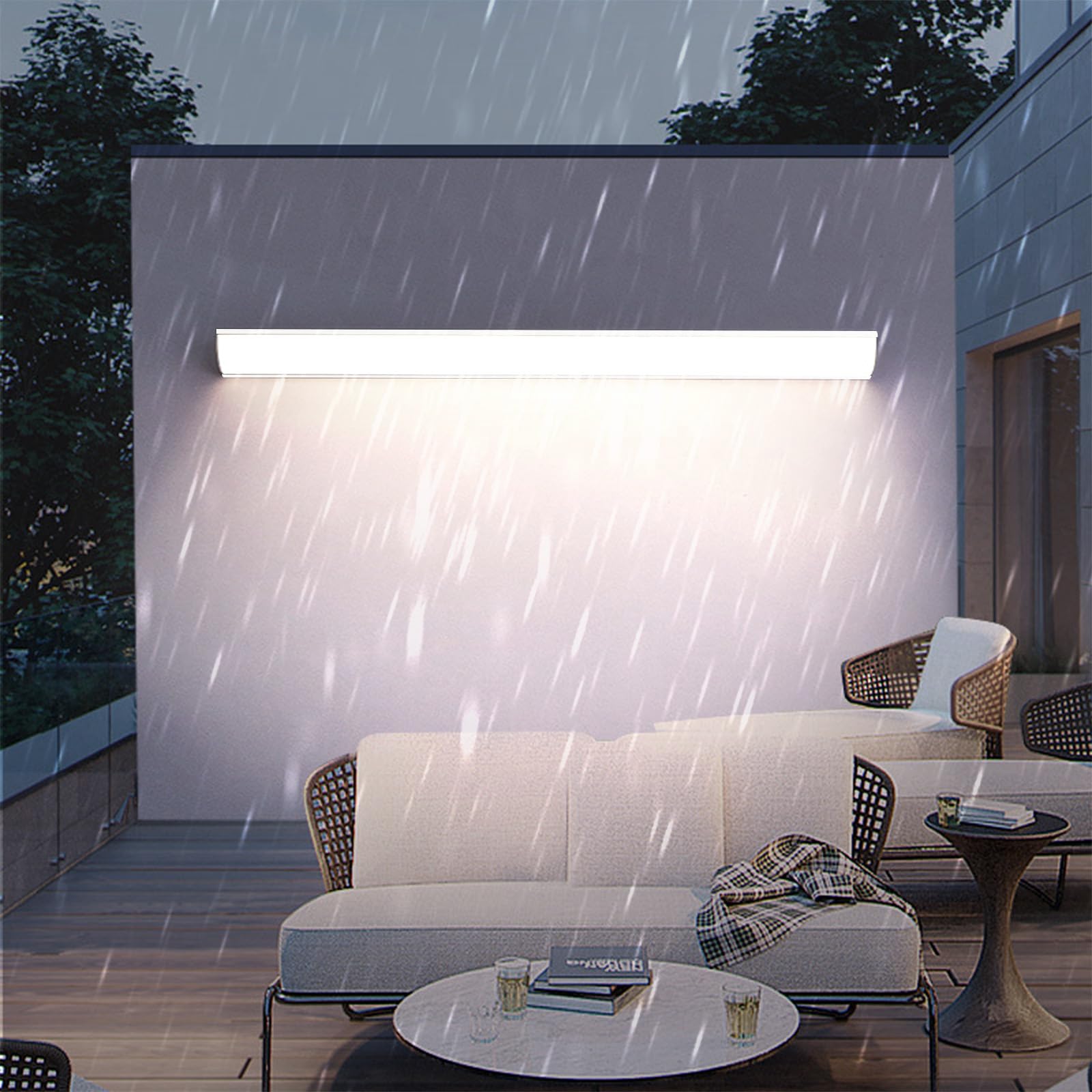 Lampe murale LED acrylique et aluminium au style minimaliste argent 100cm