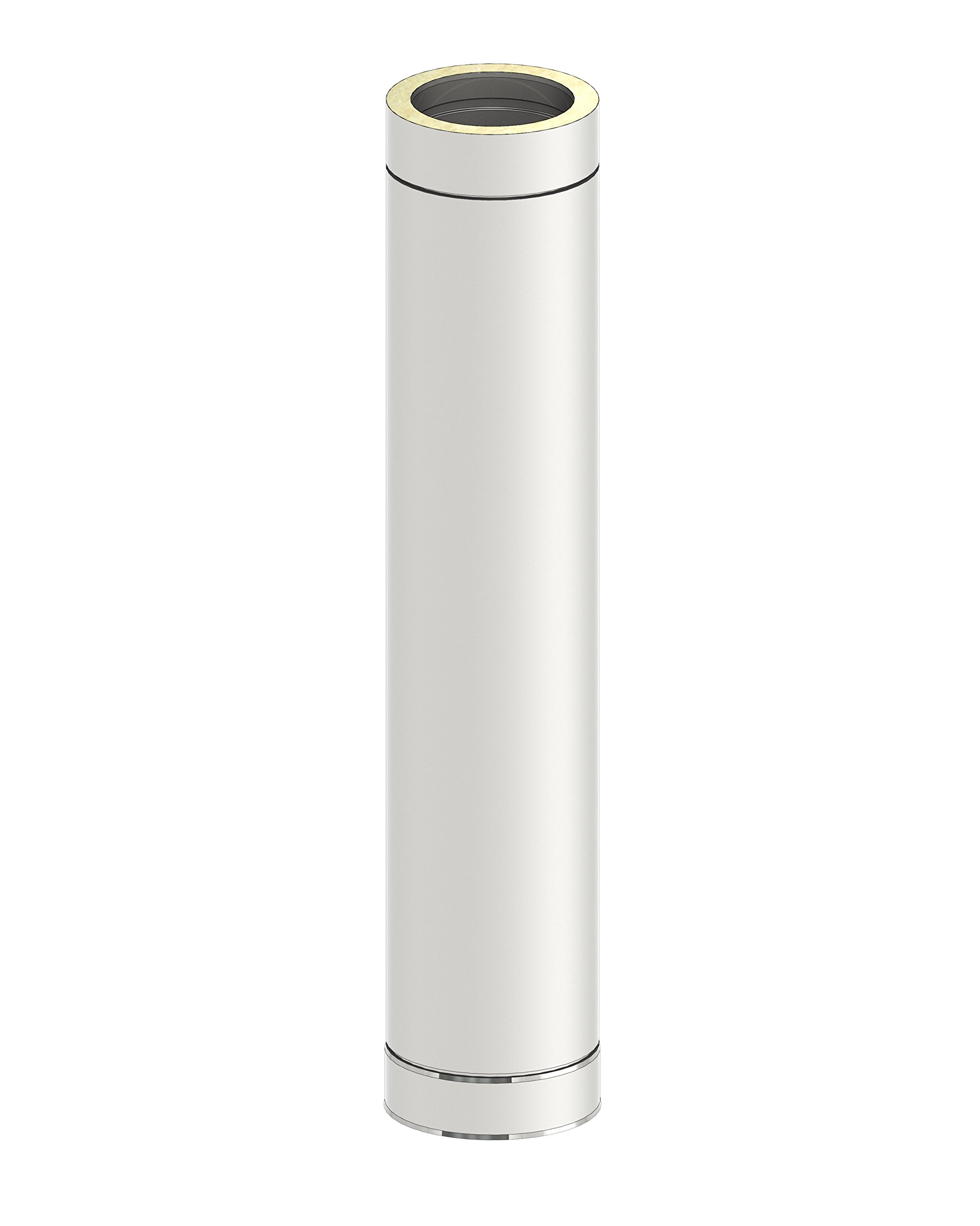 Schornstein - Längenelement DW doppelwandig, 1000mm Länge und 130mm Durchmesser, Innen/Außen je 0,5 mm Wandstärke, Edelstahl
