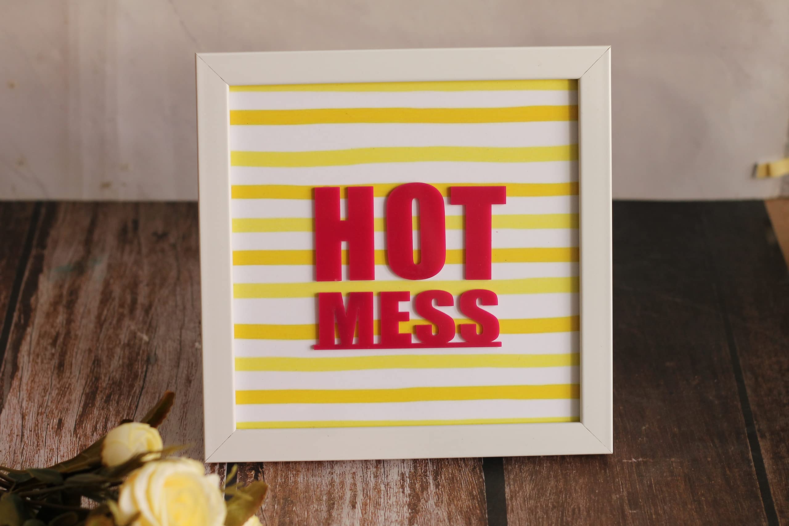 IMI Studios Hot Mess Table and Wall Decor (Faux Wooden) 7x7 Inches Frame