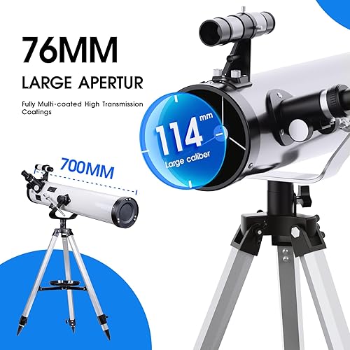 Miniatura 2 de Telescopio para adultos Astronomía de alta potencia profesional 2.992 in apertura 27.559 in longitud focal alcance para adultos con trípode