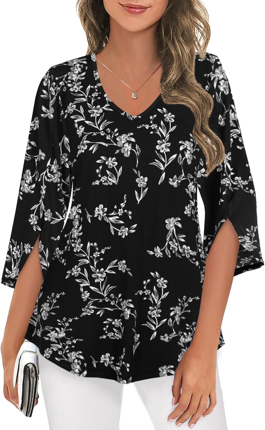 Tencole Womens Tops 2025 Summer Trendy Dressy Shirts 3/4 Sleeve Blouses Tunic V Neck Casual - Image 2