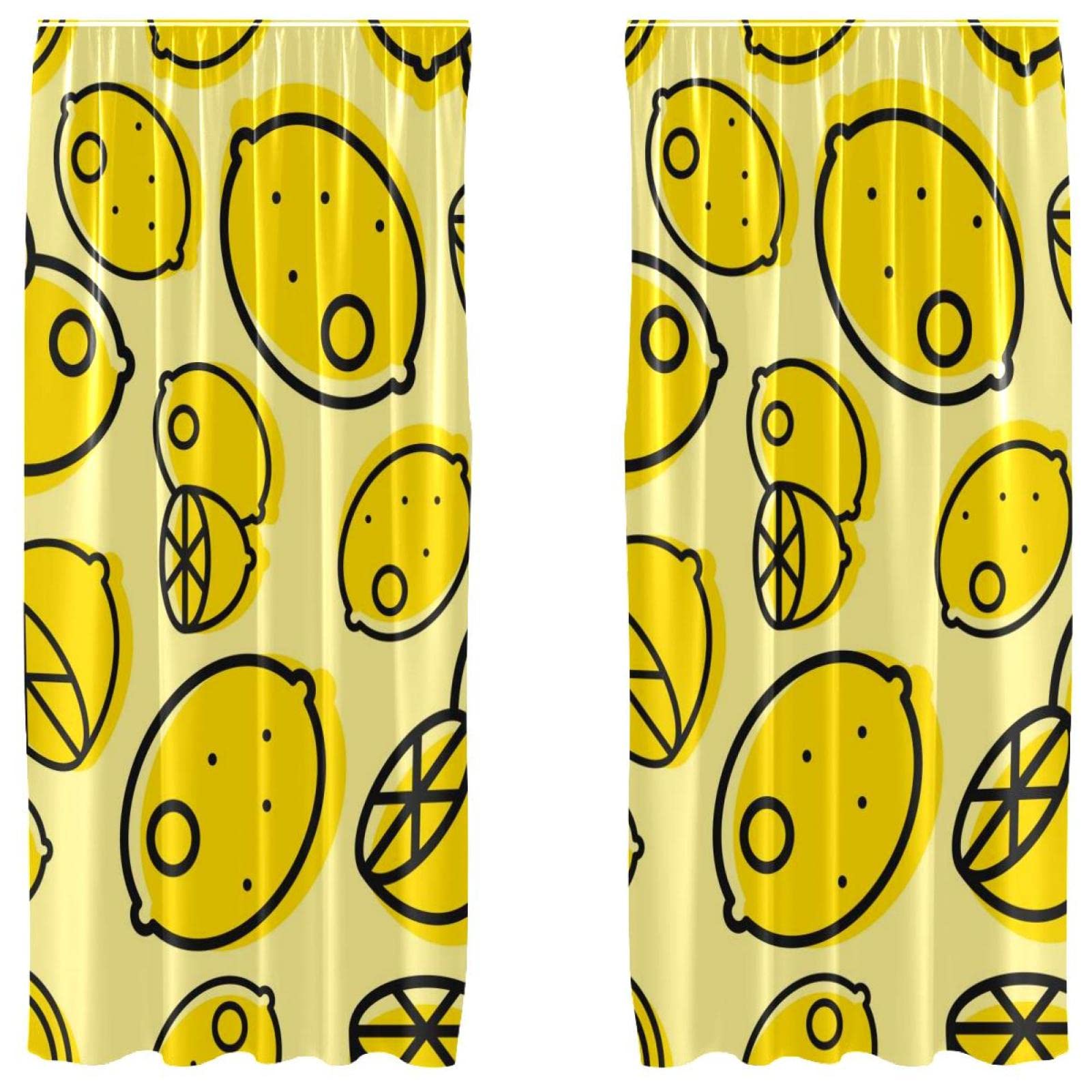 Cortinas opacas de microfibra amarillo limón para sala viva
