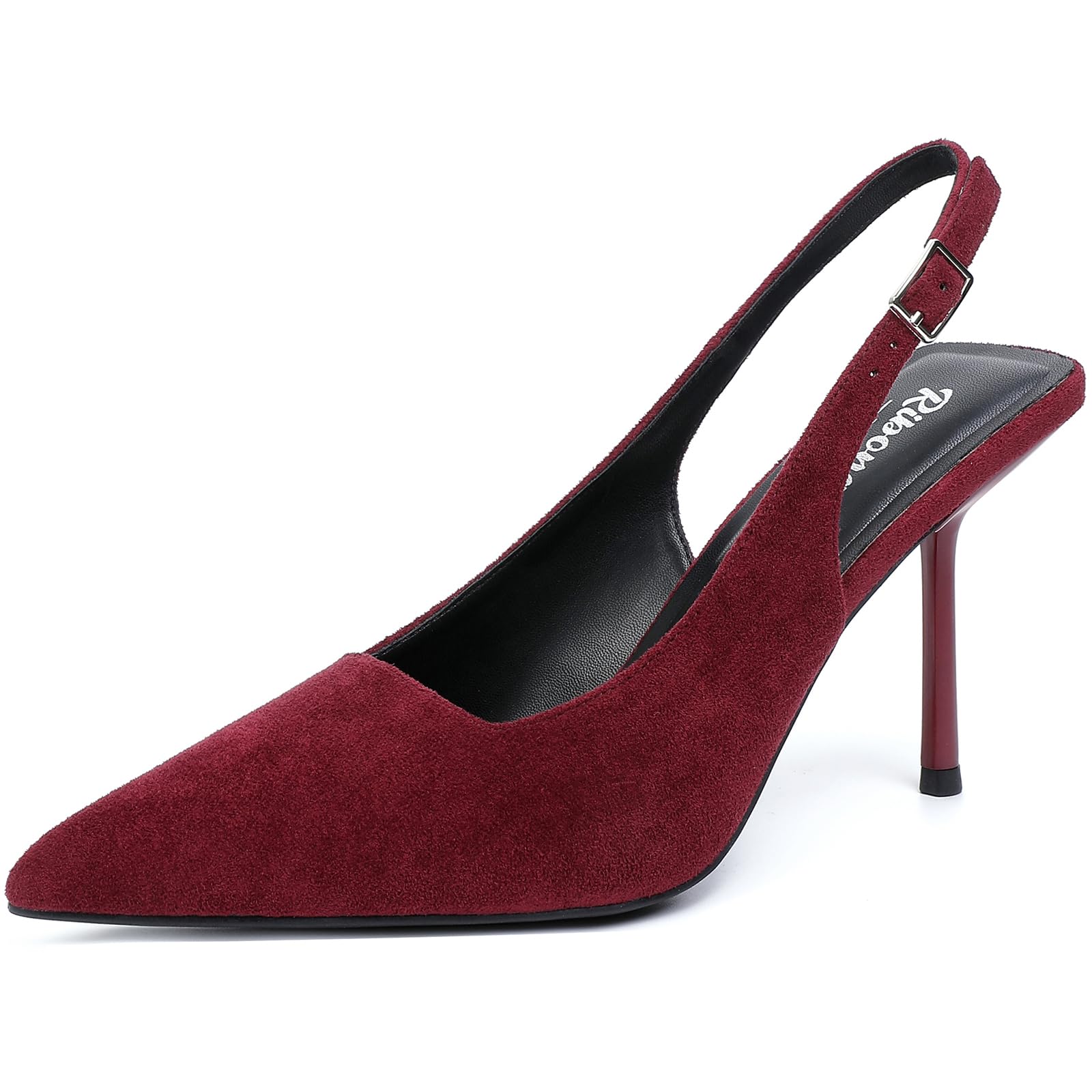 RIBONGZ Sexy Slingback Pumps Elegant Dressy Heels for Women Closed Toe Pointy High Heels Wedding Bride Prom Party Evening Shoes