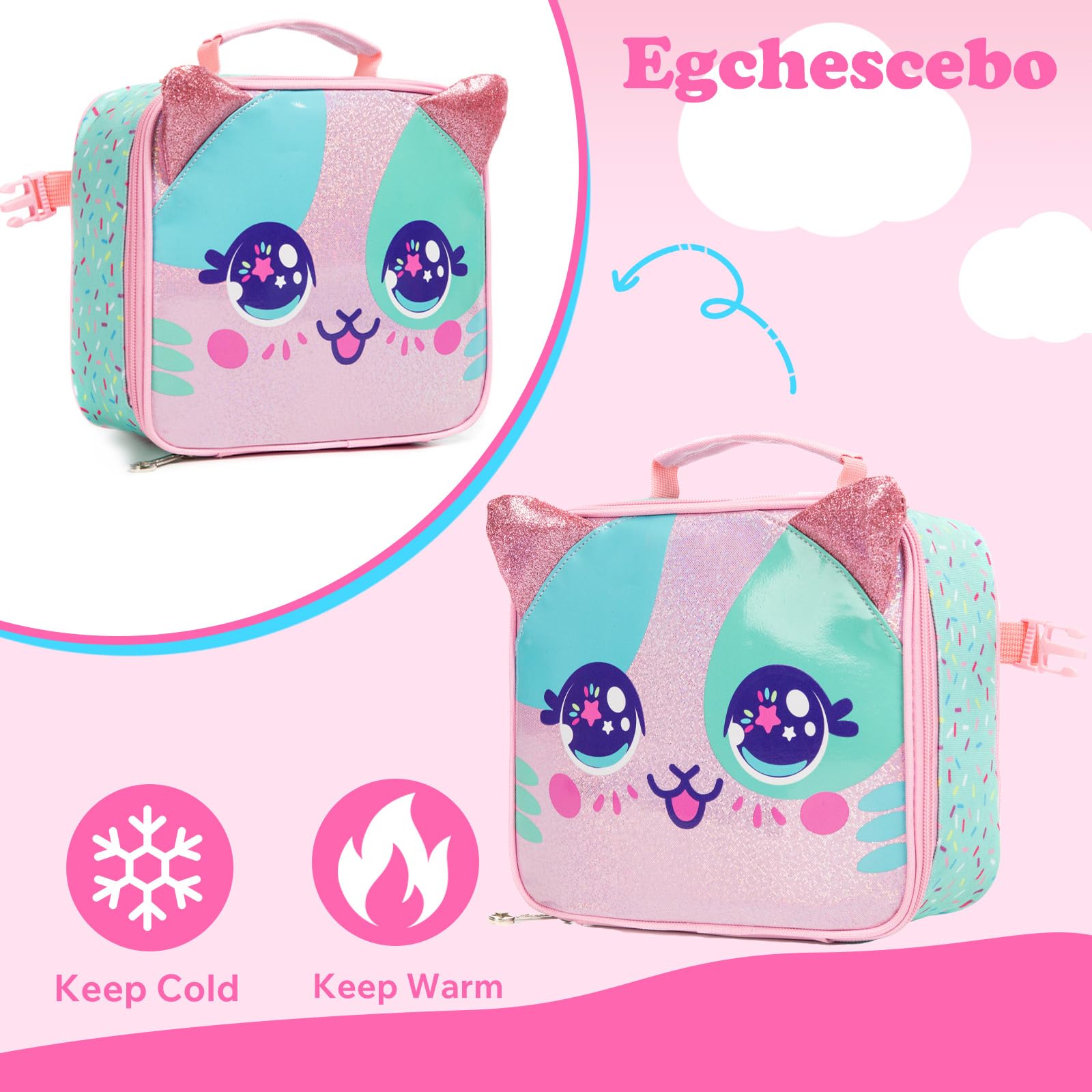 Mochilas Escolares con Animales Ruedas Carro Niña 17" 3PCS Mochila Carrito para Trolley Escolar Bolso de Viaje Estuche Stitch Mujer Maleta Colegio Grande Medianas Infantil Niñas Rosa