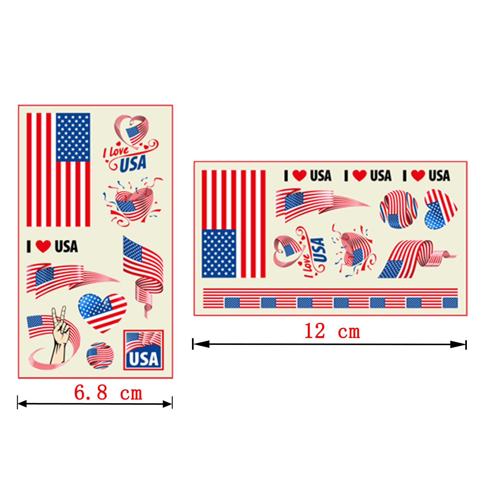 Autousa 30x Temporary Tattoos of United States Flag for International Competitions 2024 European Championship Football World Cup Face Waterproof Flags Stickers (30 Sheets) - Image 2