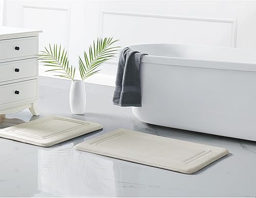 TRULY CALM HOME FOR HEALTH Juego de 2 alfombras de baño de espuma viscoelástica marfil (17 x 24, 20 x 30 pulgadas)