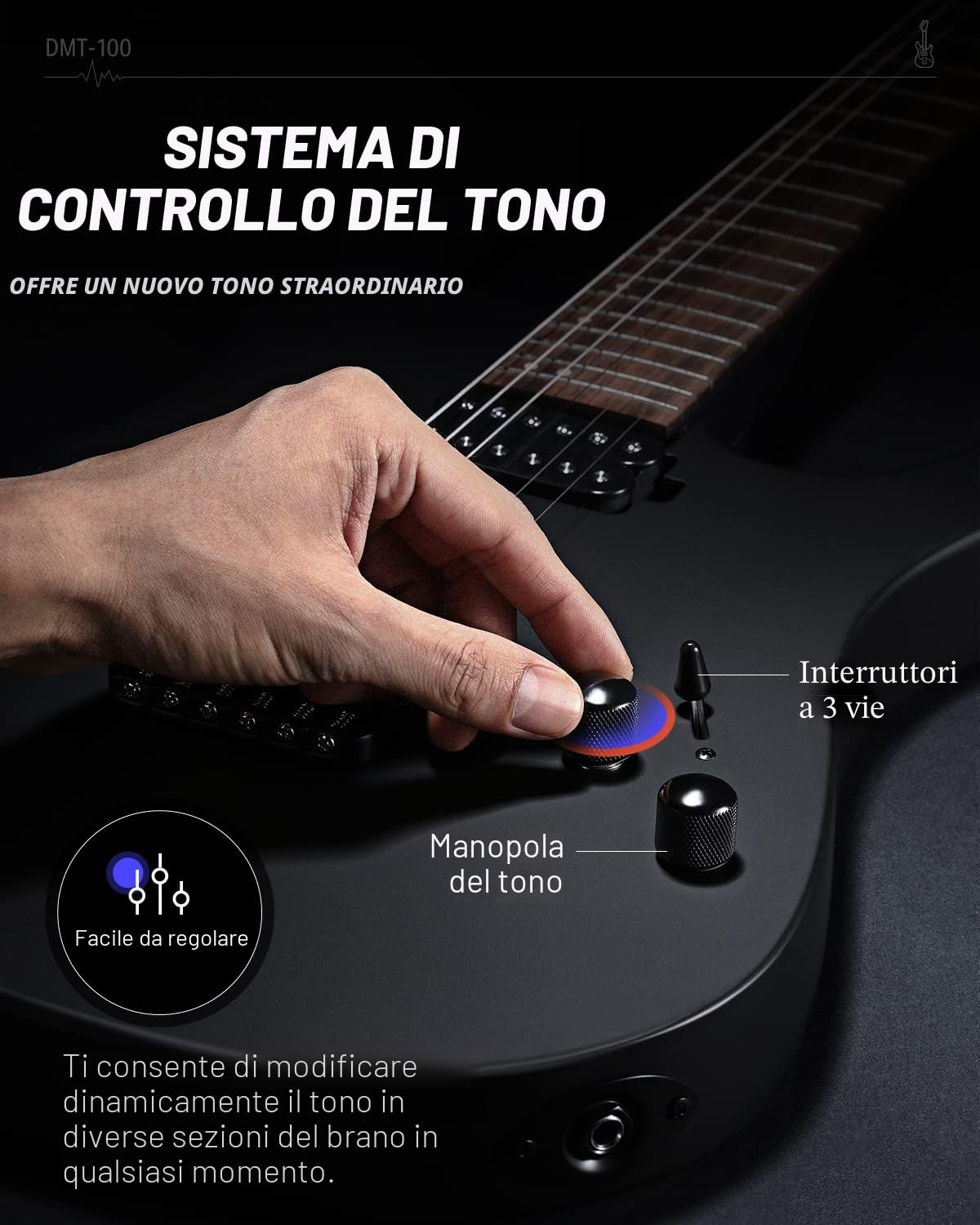 Donner Solid Body - Chitarra elettrica “DMT-100”, 39 pollici, in metallo, con pickup H-H, borsa, corde, cinghia, cavo, smorzatore, per gli amanti della musica rock (in nero)