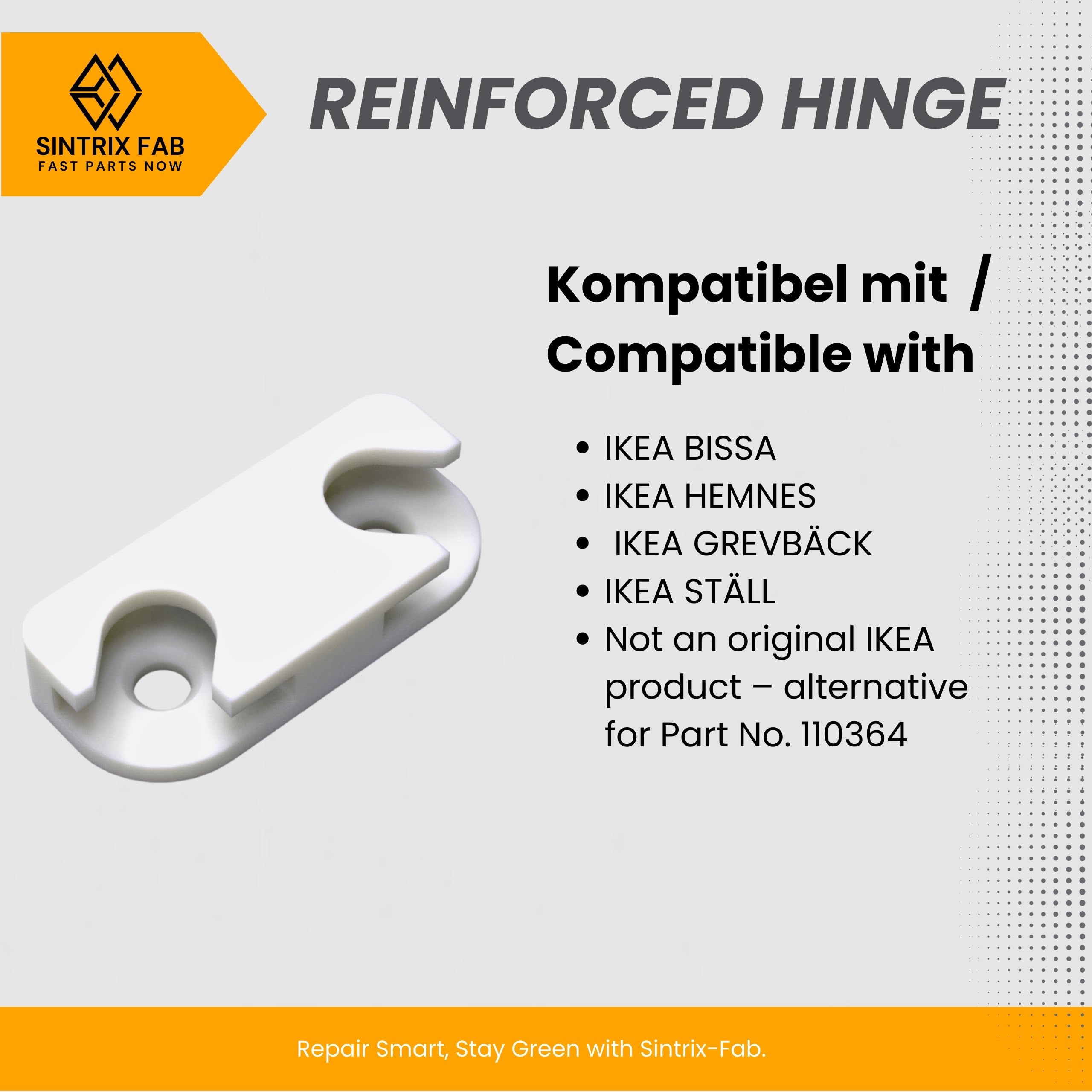2 bisagras reforzadas compatibles con Ikea Bissa STÄLL HEMNES GREVBÄCK – Extra resistentes – Repuesto para pieza IKEA N.º 110364/116713 – para zapatero, zapatero y puerta de armario +