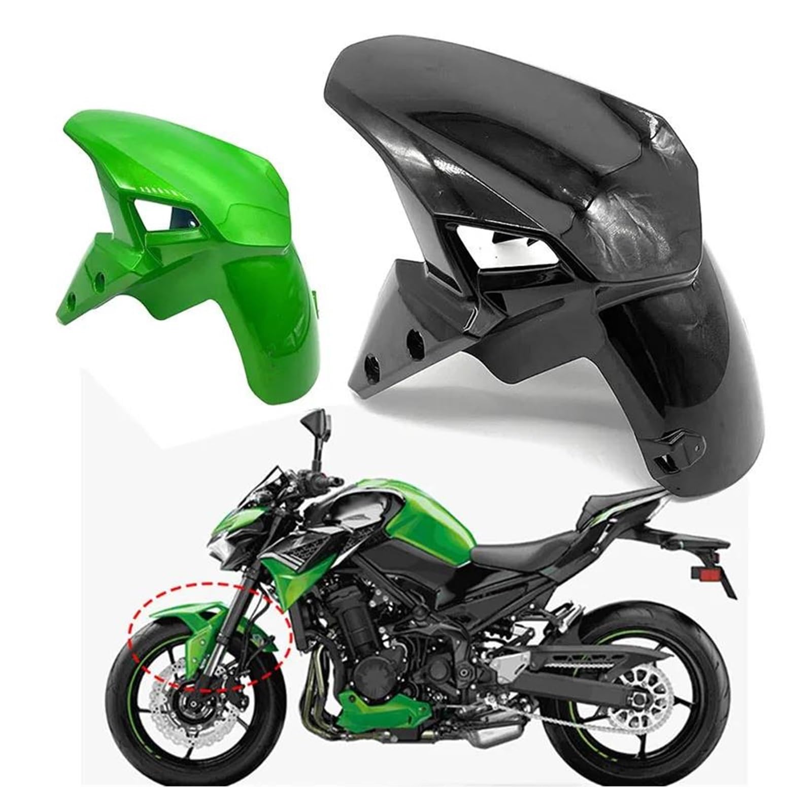 Kotflügel Für Kawasaki Für Z900 2017-2022 Motorrad Kotflügel Vorne Für Z 900 Fender Rad Abdeckung Splash Guard Protector Schutzblech(Kohlenstoff-Look) Auto & Motorrad