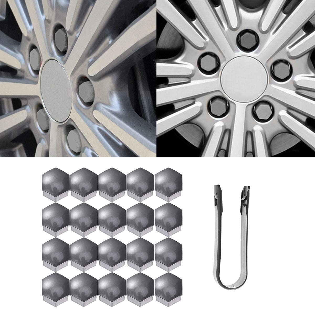 20 Copri Dado Ruota Auto 17mm - In Nylon PA66, Antifurto, Giallo, Per Viti Da 17mm - Foto 5