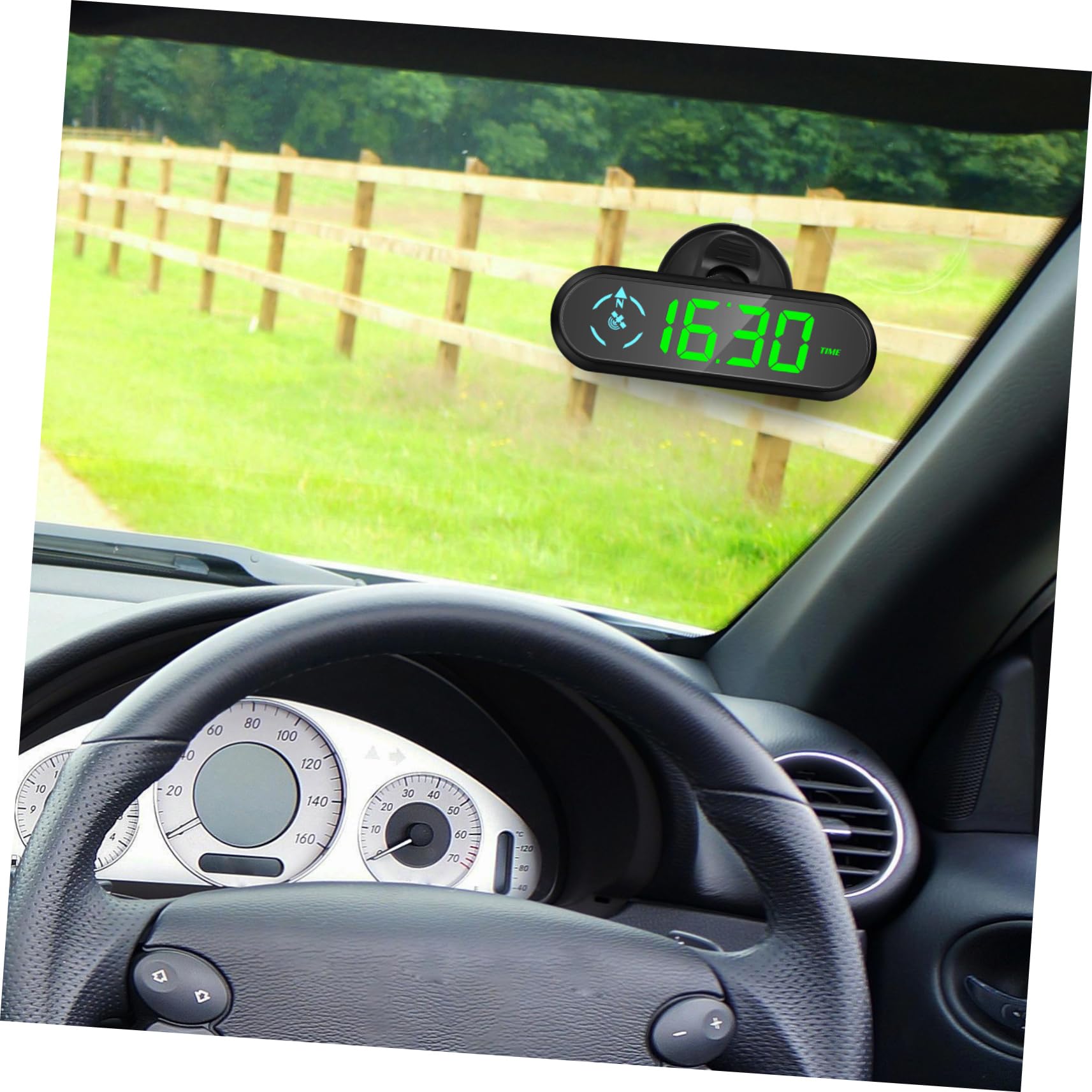 TEHAUX Digital para Coche con Velocímetro y Brújula Inteligente Pantalla Brillante para Visualización Real Aviso de de y Fácil Instalación Salpicadero o Parabrisas