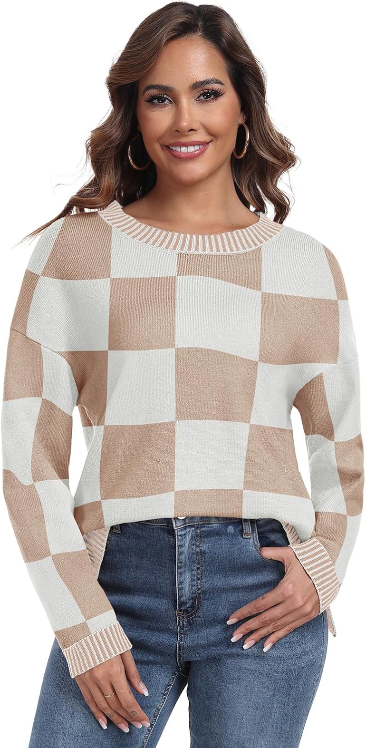 PrinStory Women's Long Sleeve Sweaters Loose Fit Crewneck Pullover Tops with Side Slits 2025 Fall Outfits Fashion Clothes - Image 6