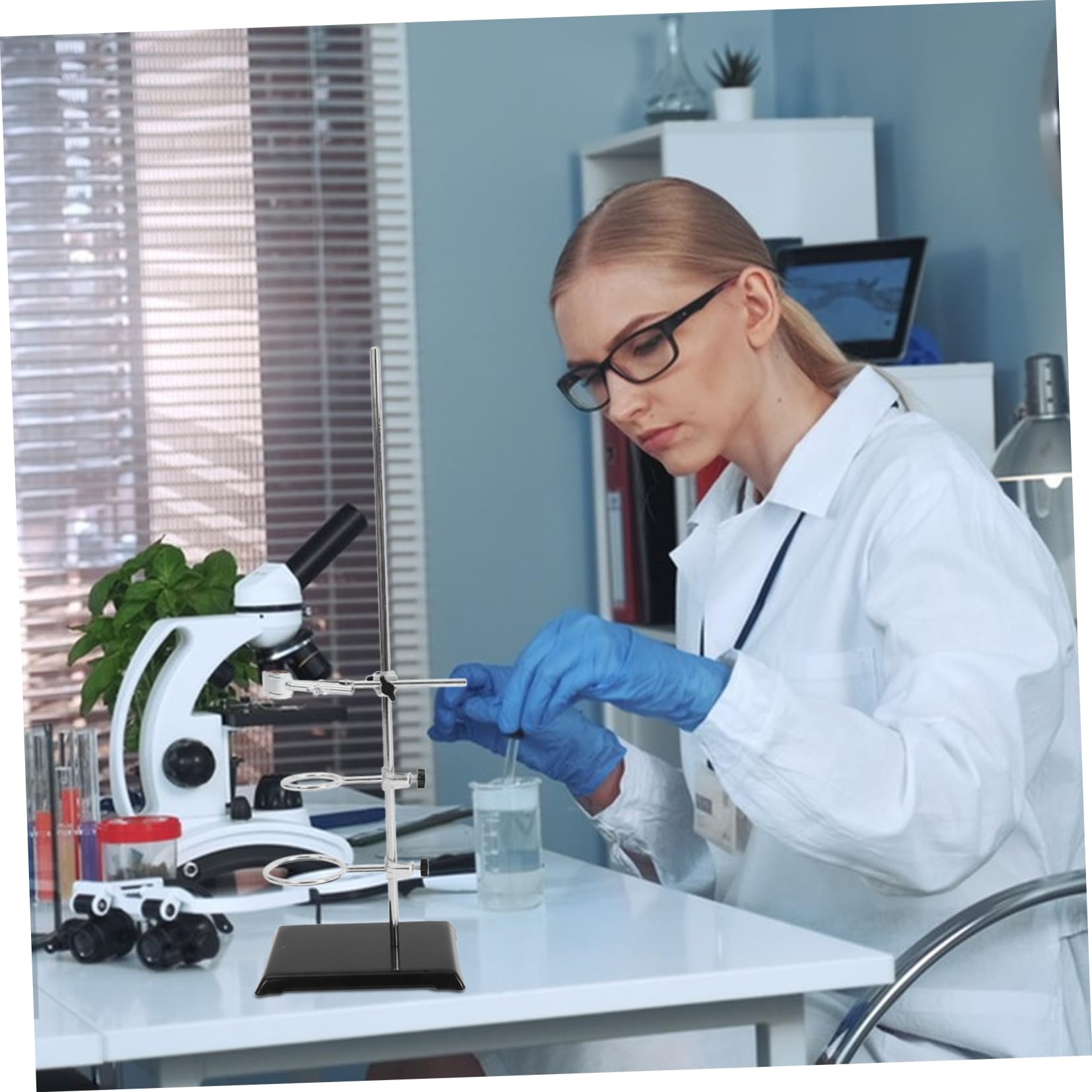 Laborstativ aus Tischstativ mit Klemmen und Trichterhalter Laborhilfsmittel für Experimente Reagenzglas-klemmenständer und Ringstativ