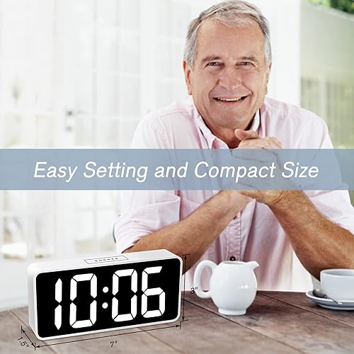 Miniatura 8 de Reloj despertador digital enorme de 7.5 pulgadas para personas mayores y con discapacidad visual, fácil de instalar, puerto de carga USB, atenuador