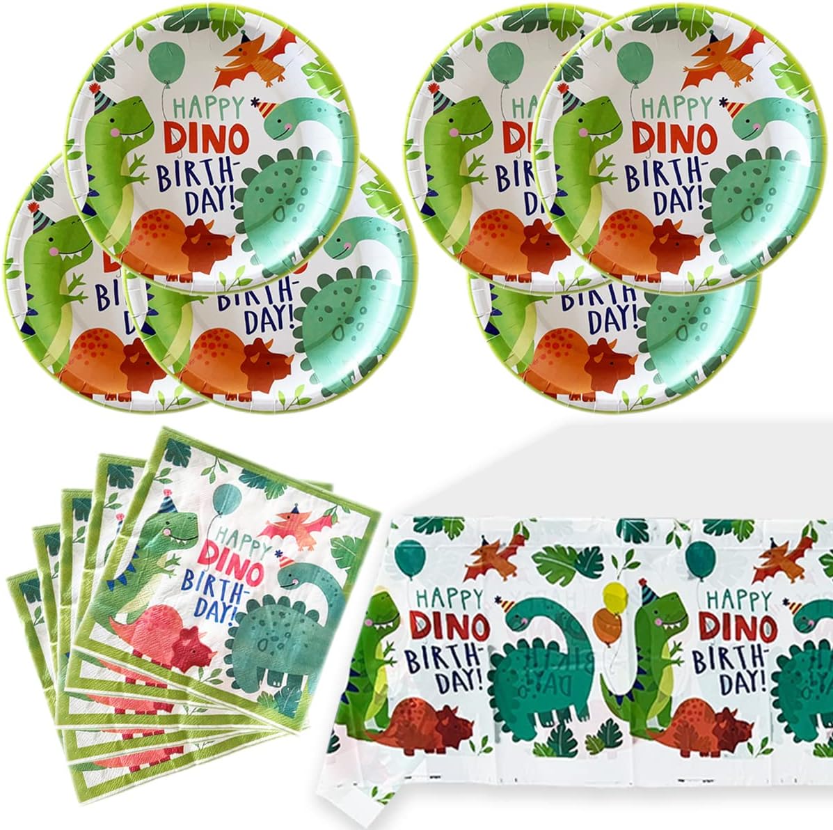 Dinosaur Birthday Party Supplies, Watercolor Dinosaur 20 Plates and 20 Napkins and Tablecloth71 '' x 42 '', Theme Birthday Party Decoration