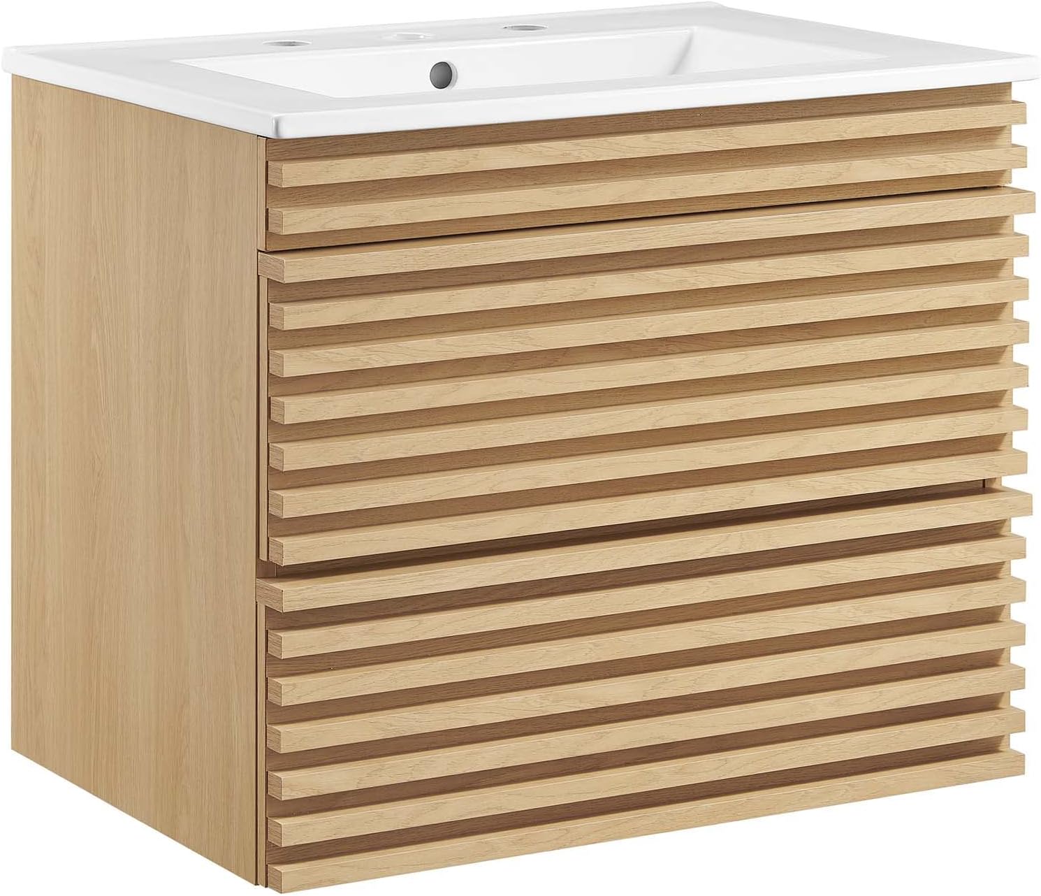 Render 24" Wall-Mount Bathroom Vanity in Oak White