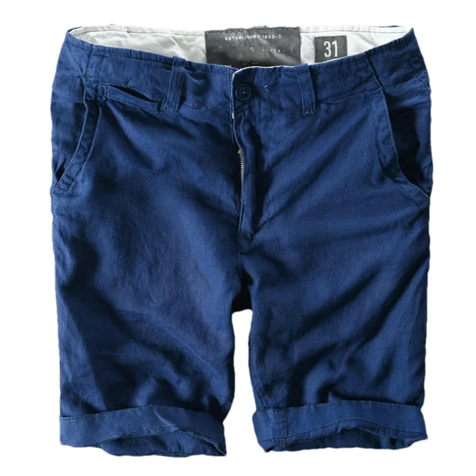 Herren-Sommershorts aus dünnem atmungsaktivem Leinen Strandshorts mit Knöpfen