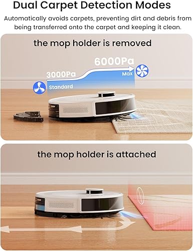 Miniatura 5 de Lefant Robot aspirador y trapeador M2L Plus LiDAR, prevención de obstáculos PSD de 190, succión fuerte de 6000Pa, capacidad de 75 días, mapeo de