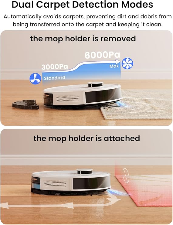 Lefant Robot Vacuum and Mop, 75-Day Self-Emptying, 6000Pa Strong Suction, Customized Cleaning, Multi-Floor Mapping, 130 Min Runtime, 2.4G/5G WiFi/Alexa/APP/iWatch, M2L Plus
