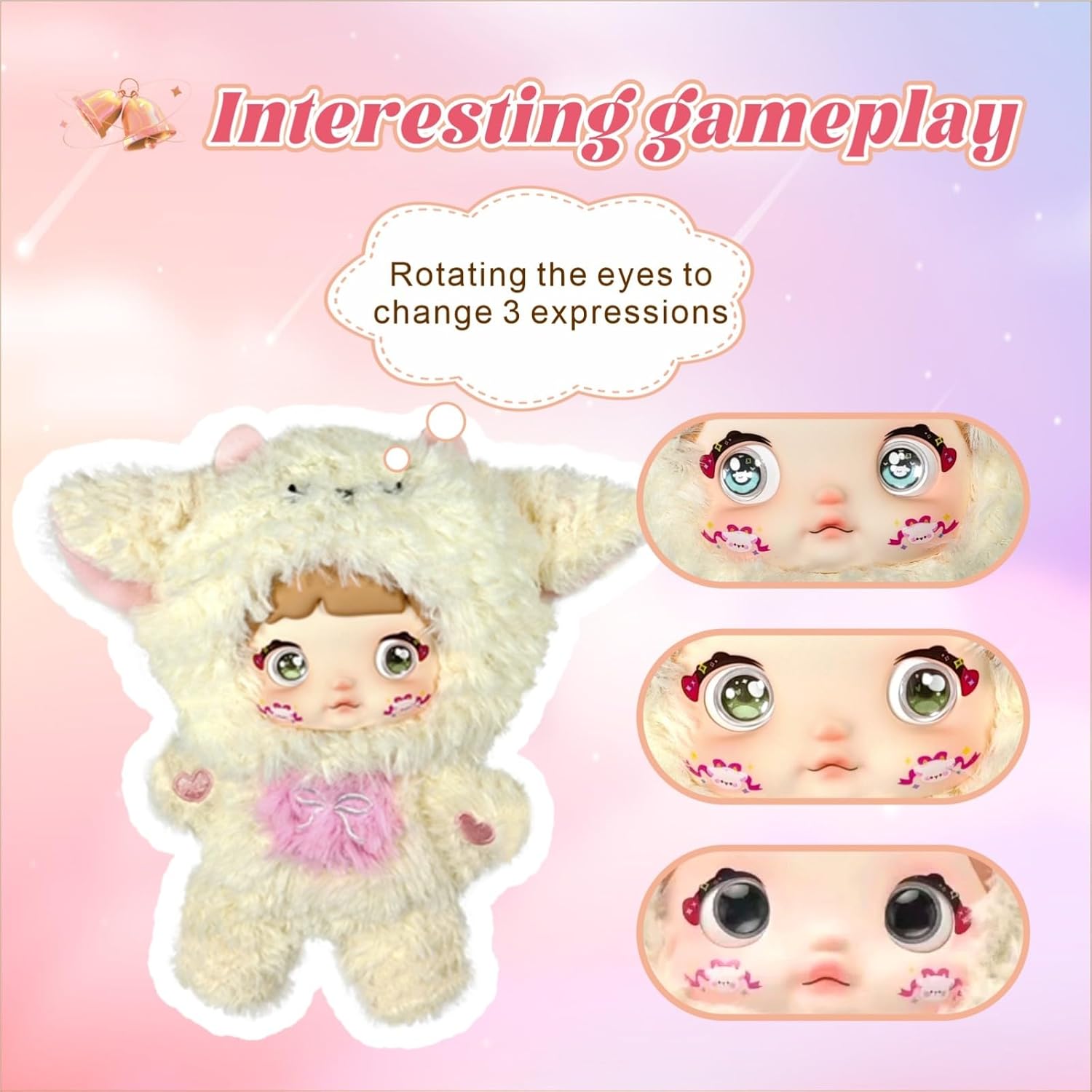 Plush Doll Blind Box for Birthday Gifts Stuffed Animals Toy for Boys Girls Nommi Loveliness Never Ends Series Random Design Collectible Toys (1 of 7 Possible Styles)