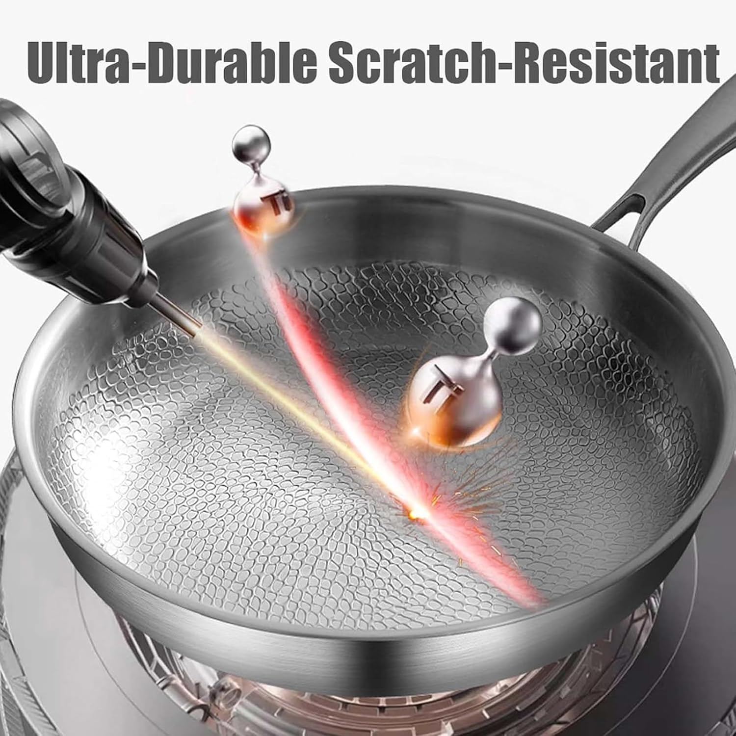 Titanium Pan, 2026 Upgraded Titanium Frying Pans, 12" Pan,New 100% Pure Titaniums Pans with Lid,TITaniums Hammered Frying Pans for All Stovetops (10.23in, No Lid)