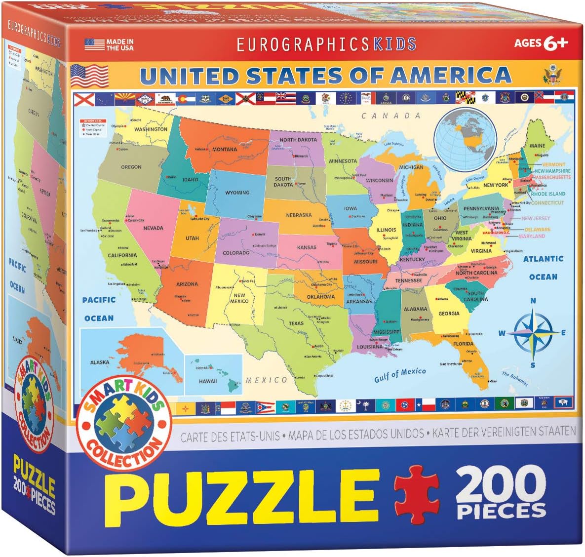 EuroGraphics Map of the United States of America Jigsaw Puzzle (200-Piece)