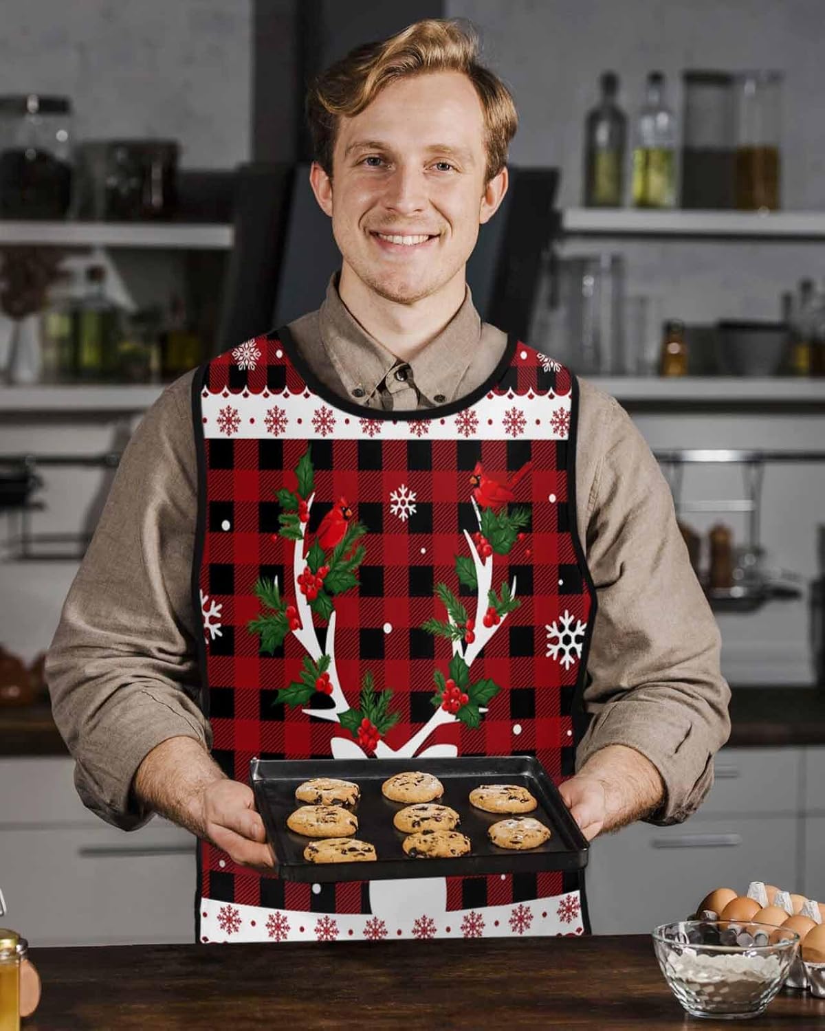Autumn Thanksgiving Cobbler Aprons with 2 Pockets for Women Men, Fall Pumpkin Leaves Wood Grain