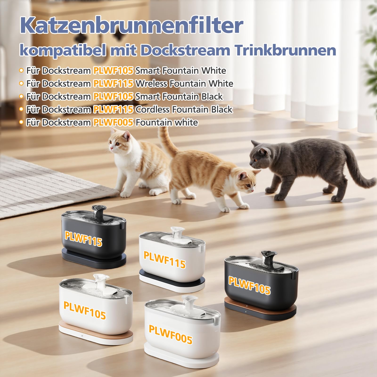 16 Stück Katzenbrunnen Filter für PETLIBRO Dockstream Tomxcute Katzentrinkbrunnen PLWF005 / PLWF105 / PLWF115 / PLWF305