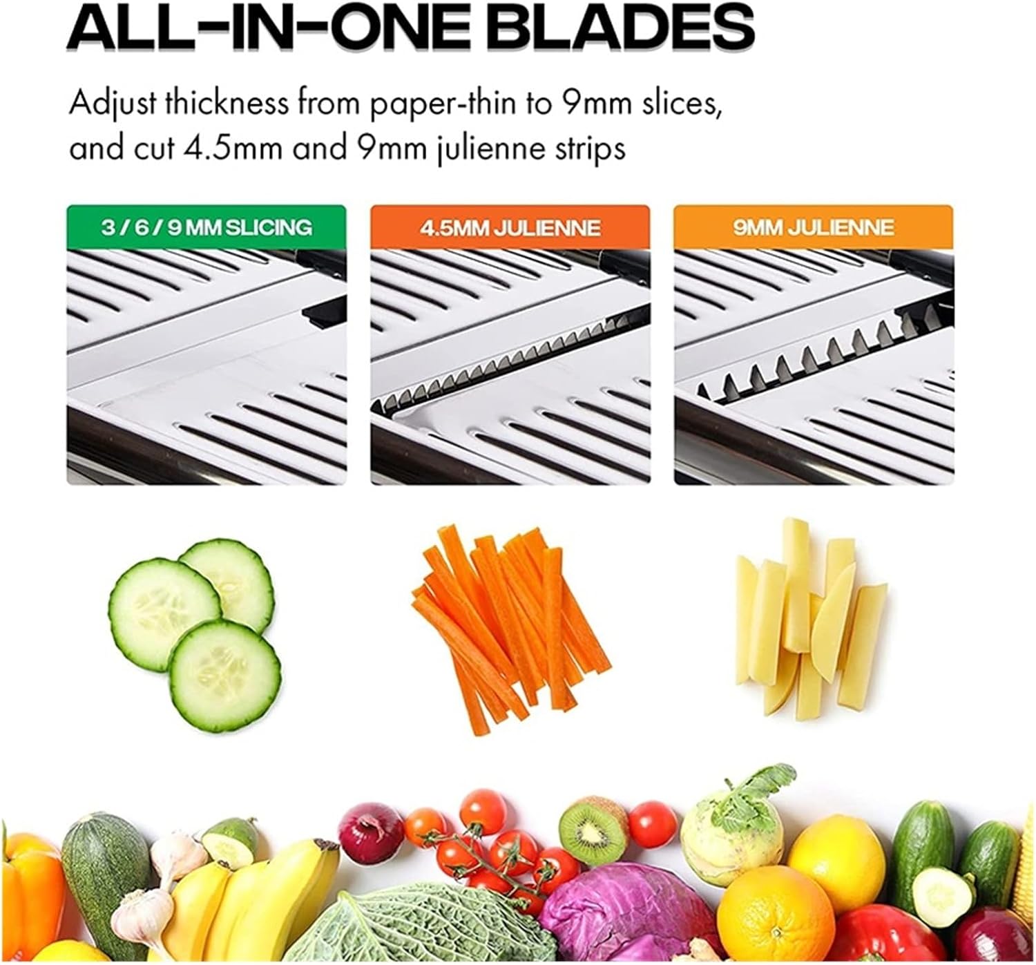 Stainless Steel Mandoline Slicer Adjustable Vegetable Slicer Chopper Cutter for Potato Tomato Onion Carrot