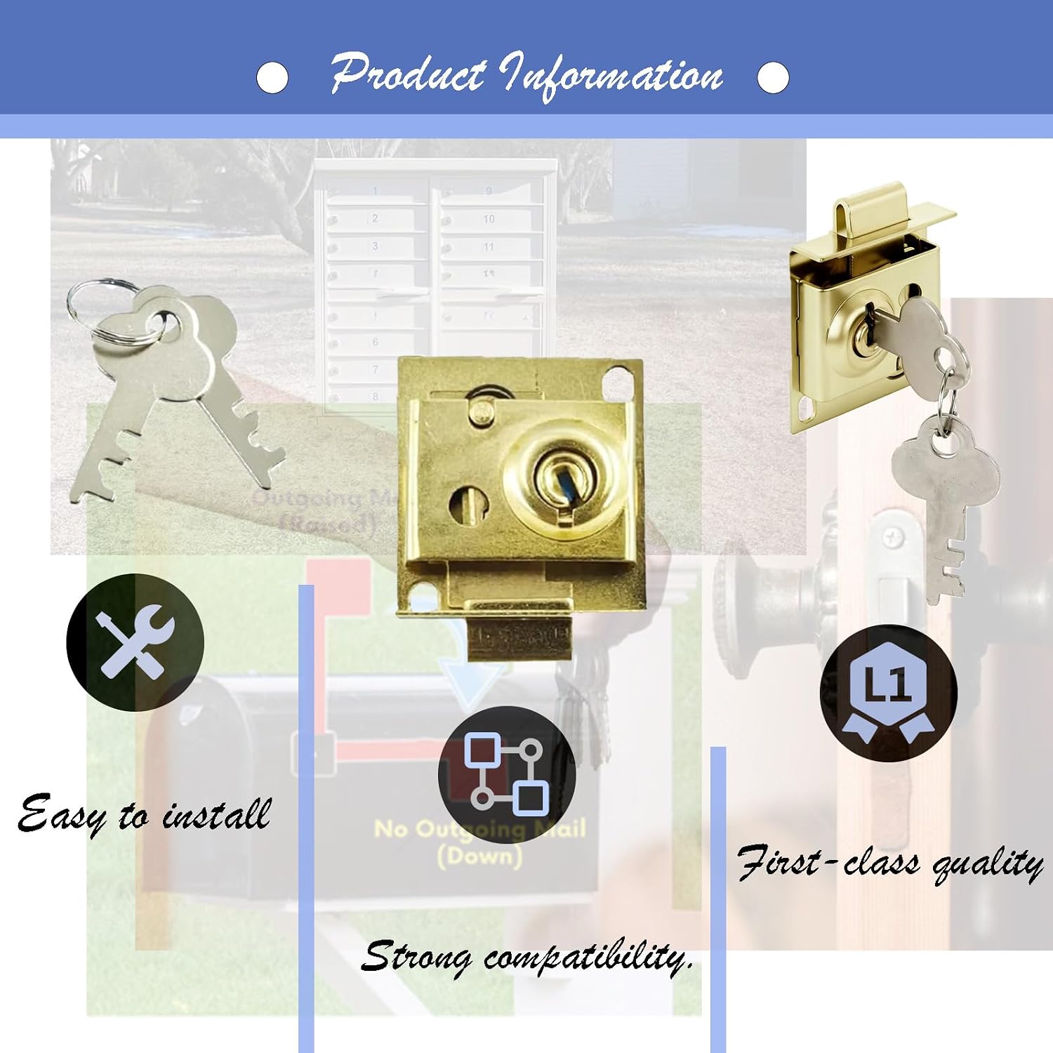 5/16" with Offset Keyway, for S 4049 Bolt-Throw Steel Copper-Plated Mailbox Lock (2Pcs)