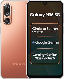 Samsung Galaxy M36 5G Mobile (Orange Haze, 8GB RAM, 128GB Storage) Google Gemini Gorilla Glass Victus+ 7.7mm AI Enhanced 50MP OIS Triple Camera Nightography Lag-free Gaming Without Charger