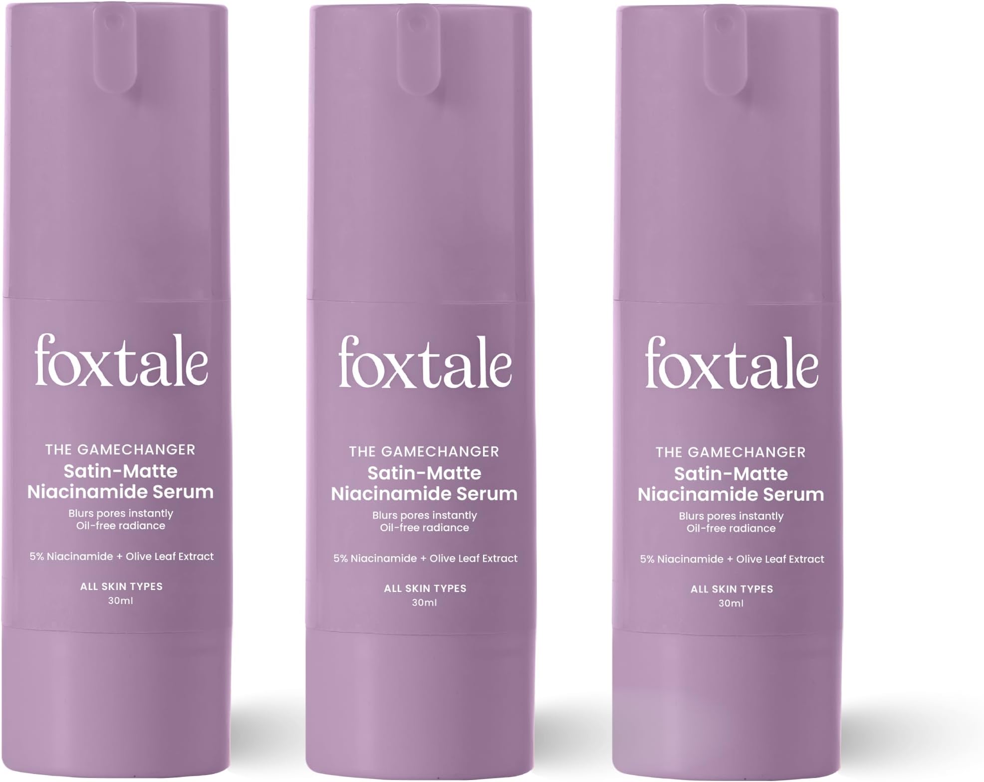 FoxTale(Pack of 3) 5% Niacinamide Face Serum with Olive Leaf Extract | For Oil Control & Brightening | Blurs Pores Instantly, Lightweight & Non-sticky | All Skin Types, Men & Women | 30ml