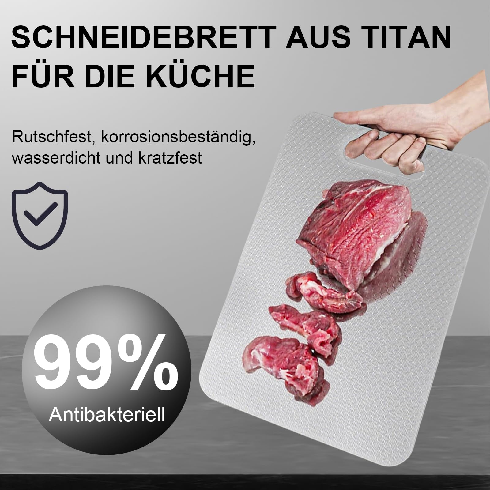 3 Pcs Tagliere in Titanio, Titan Schneidebrett Kratzfest Doppio Lato per Alimenti, tagliere Acciaio Inox, Cutting board in Acciaio Inossidabile, Cutting Board per Frutta, Verdura, Carne