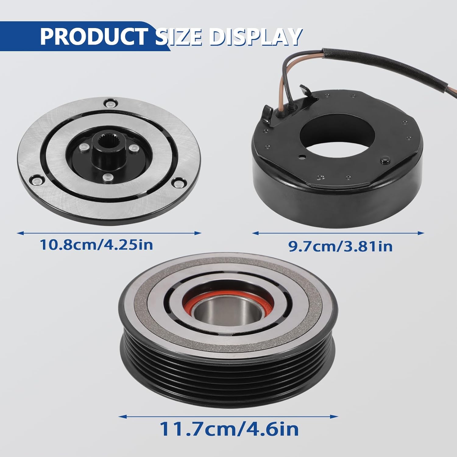 Air Conditioner AC Compressor Clutch Kit Compatible with Fusion 2006-2012 MKZ 2010, Zephyr 2006 & Mercury Milan 2006-2011, 2.5L 3.0L 3.5L