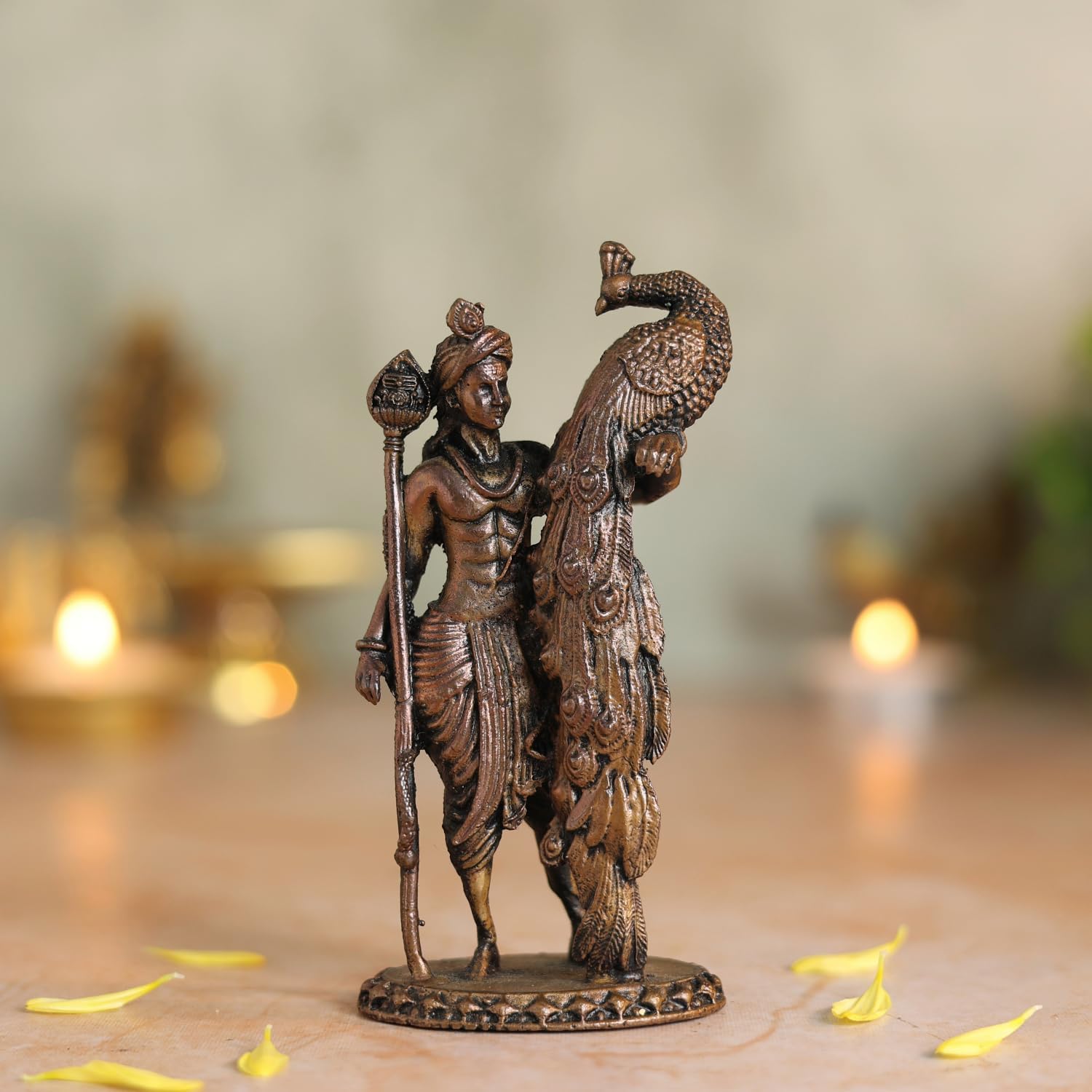 古銅の置物 Buy Copper Idols Lord Kartikeya Idol | Antique Brass Finish