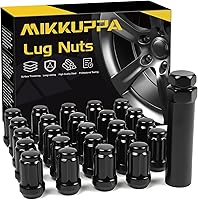 MIKKUPPA 24pcs M12x1.5 Black Lug Nuts for Toyota Tacoma Tundra FJ Cruiser - Closed End 60° Seat Aftermarket Wheels w/ Spline Socket