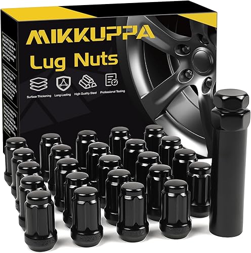 MIKKUPPA 24 tuercas de llanta M12x1.5 Reemplazo para Toyota 4Runner 1984-2013, Tacoma 1995-2013, rueda de repuesto Tundra 2000-2006 Tuercas negras
