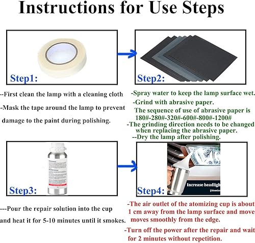 Miniatura 3 de 800g Líquido de Restauración de Faros Automáticos, Líquido para Restaurar Arañazos de Faros de Coche, Limpiador y Pulidor de Reparación de Faros