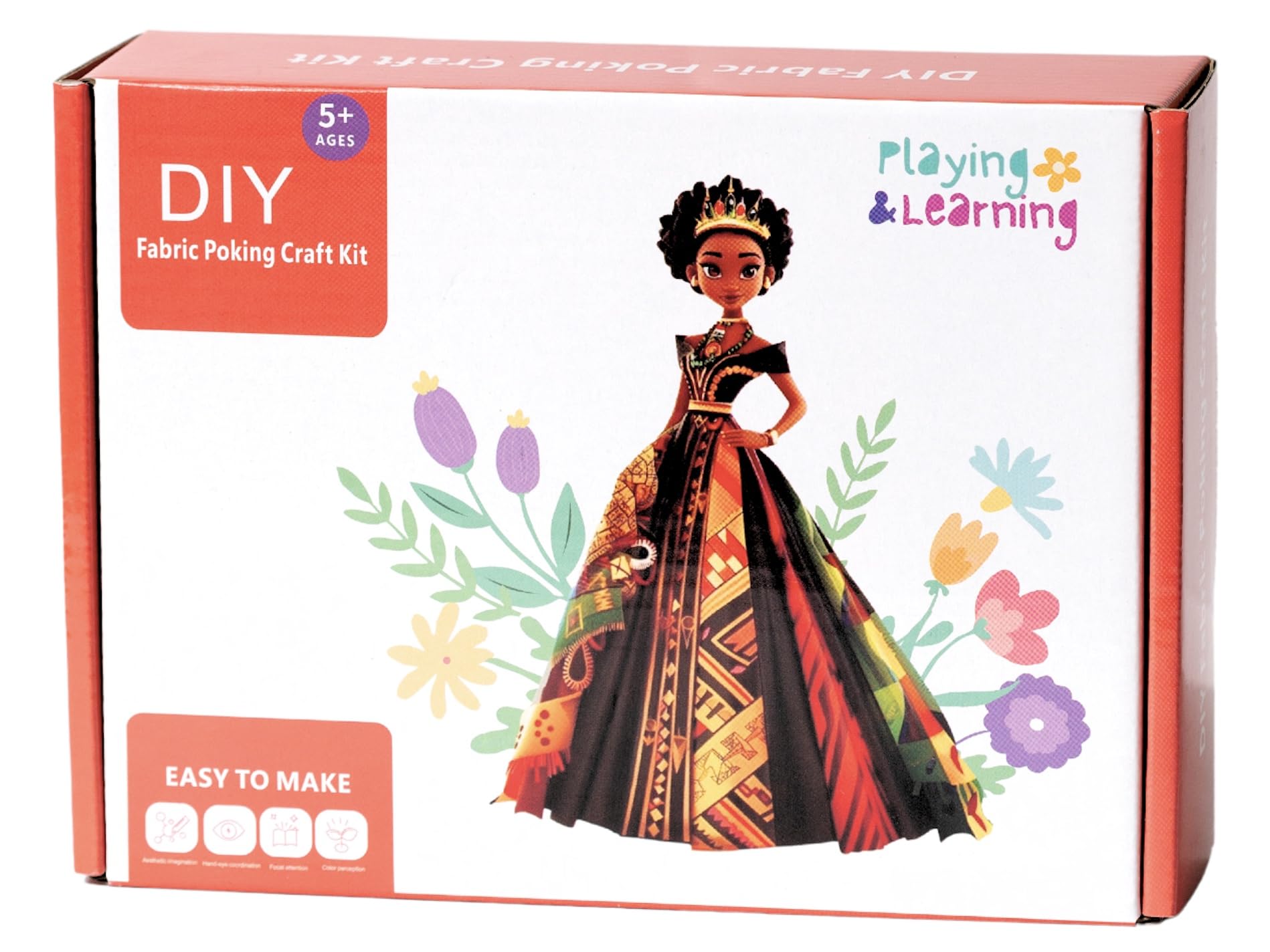 Playing & Learning Poke-in Art Magical Princess Kit – African American Princess Craft Kit for Kids | Fine Motor Skills | Relaxation & Focus Activity