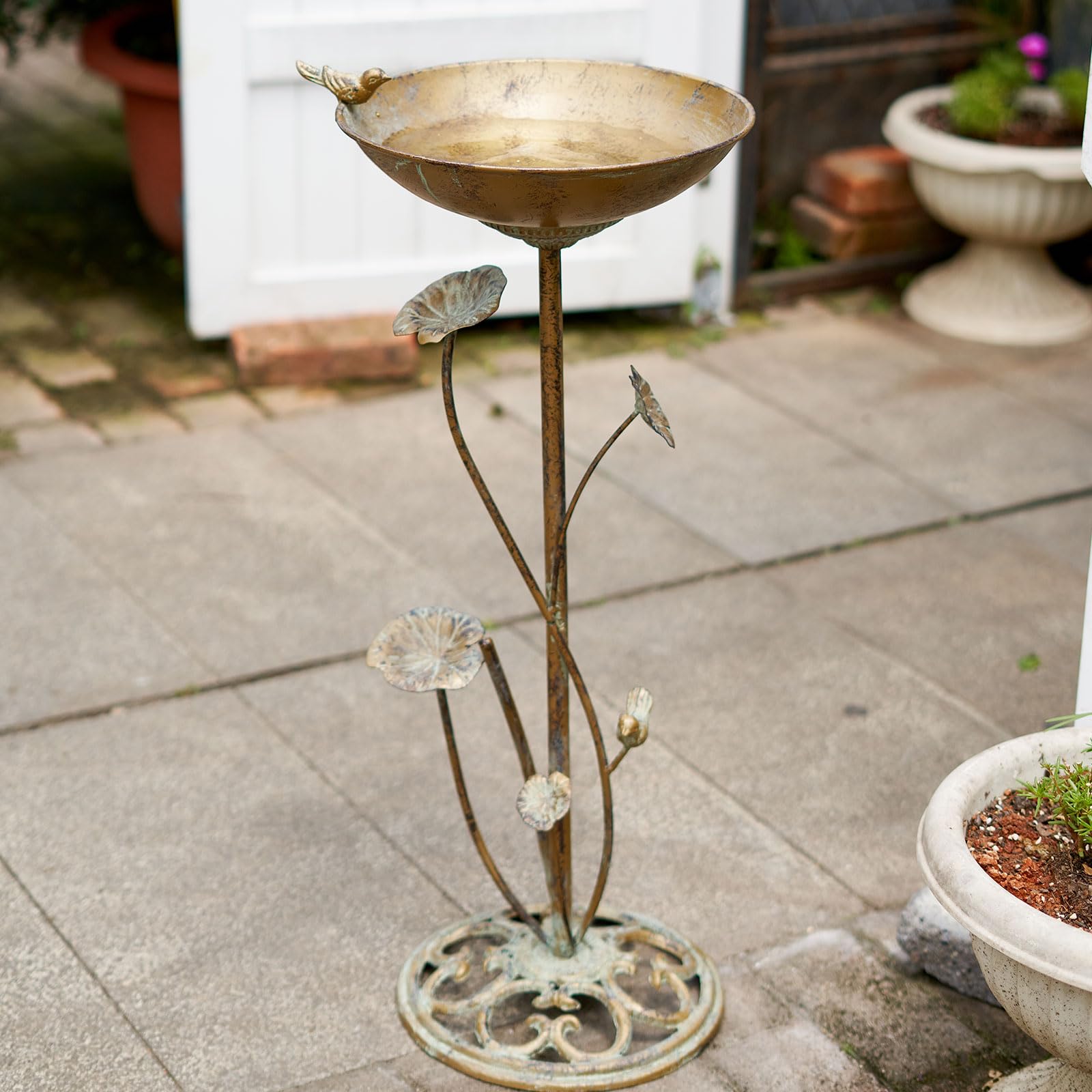 29 cm B x 72,4 cm H Vogeltränke aus Gusseisen Podest Vogeltränke für den Außenbereich | Vogeltränke für draußen Vintage Metall Vogeltränke Garten Hof Dekoration