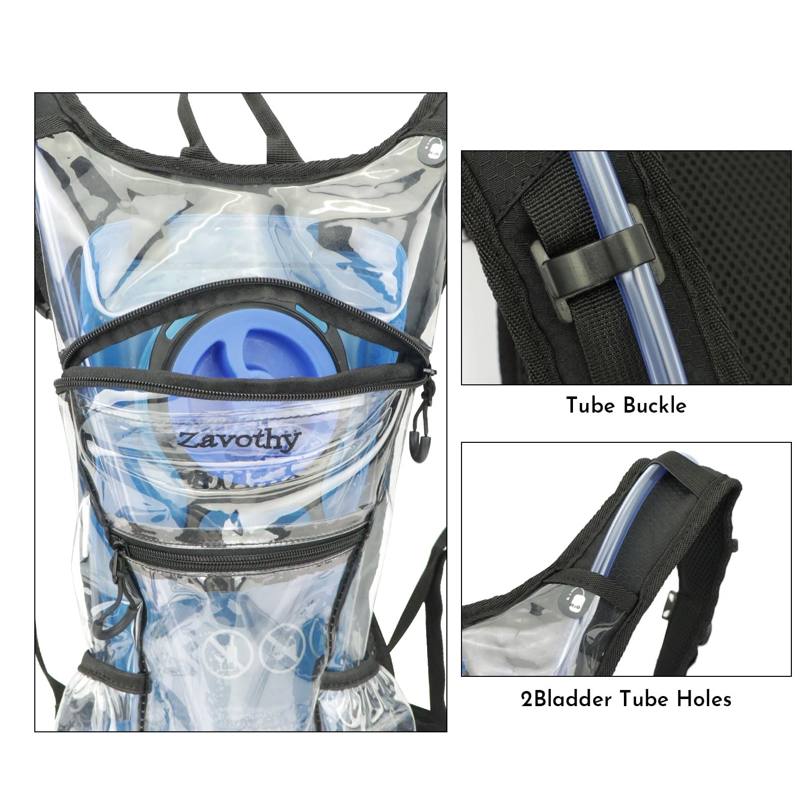 Zavothy Transparenter Rave Trinkrucksack - Trinkrucksack - Hydropack mit 3L Blase - Wasserrucksack für Festivals, Wandern, Laufen, Radfahren und mehr