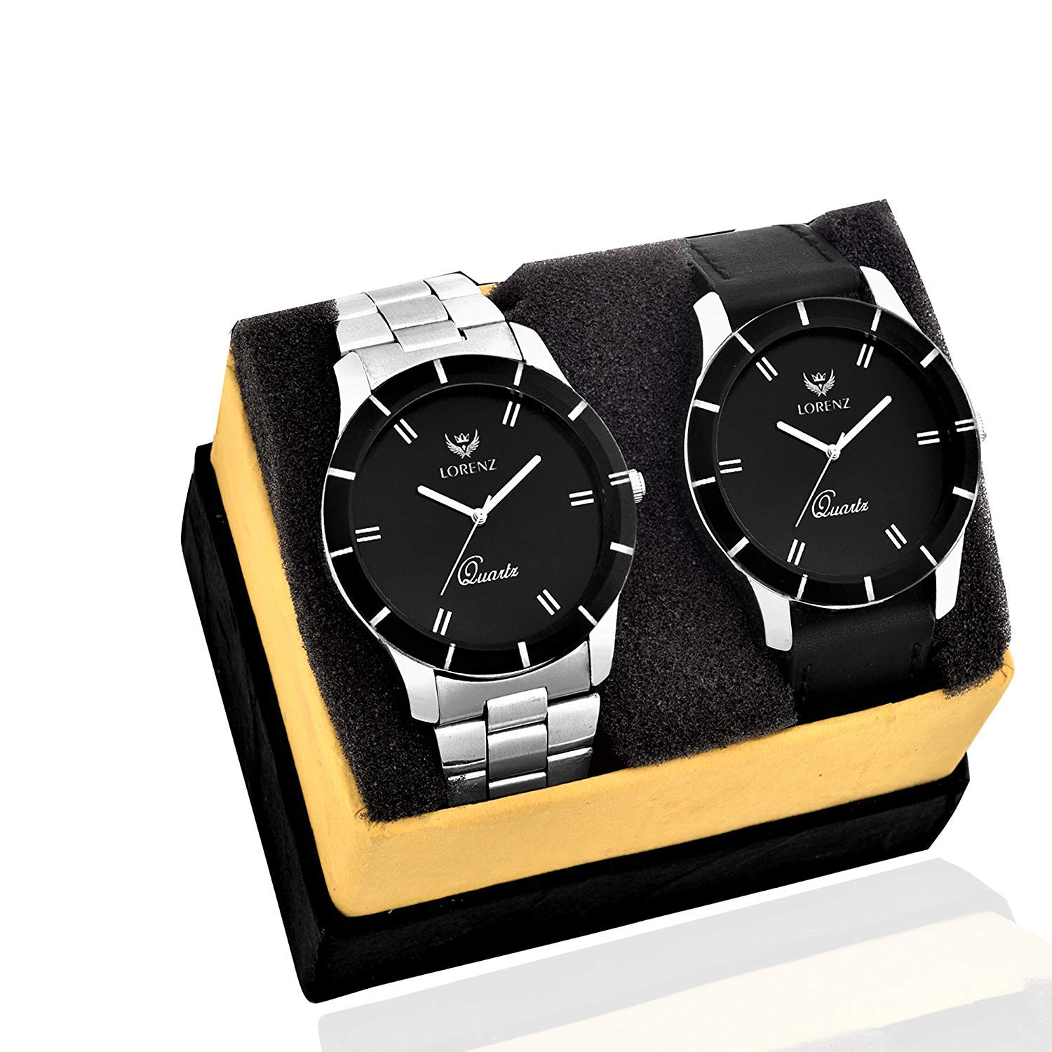 LORENZ Stainless Steel Combo Of 2 Black Dial Mens Analog Watches- Mk-6609A (B07BR24PPC) Amazon Price History, Amazon Price Tracker