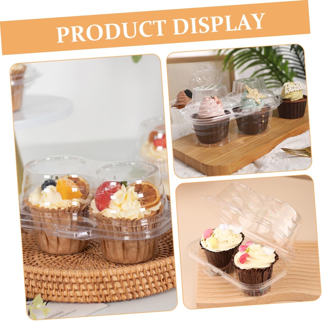 50pcs Flip-style Cake Box Cupcake Container Muffin Box Paper Cake Storage