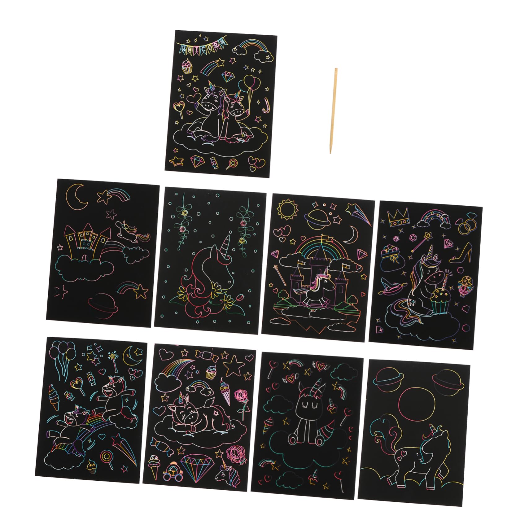 COSMEVIVI Scratch Off Cards Set 100 Sheets Luminous Scratch Paper Kids Art Supplies Safe