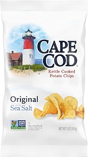 Cape Cod Original Sea Salt Kettle Cooked Potato Chips, 5oz - Hearty Crunch, Non-GMO Gluten-Free Snack
