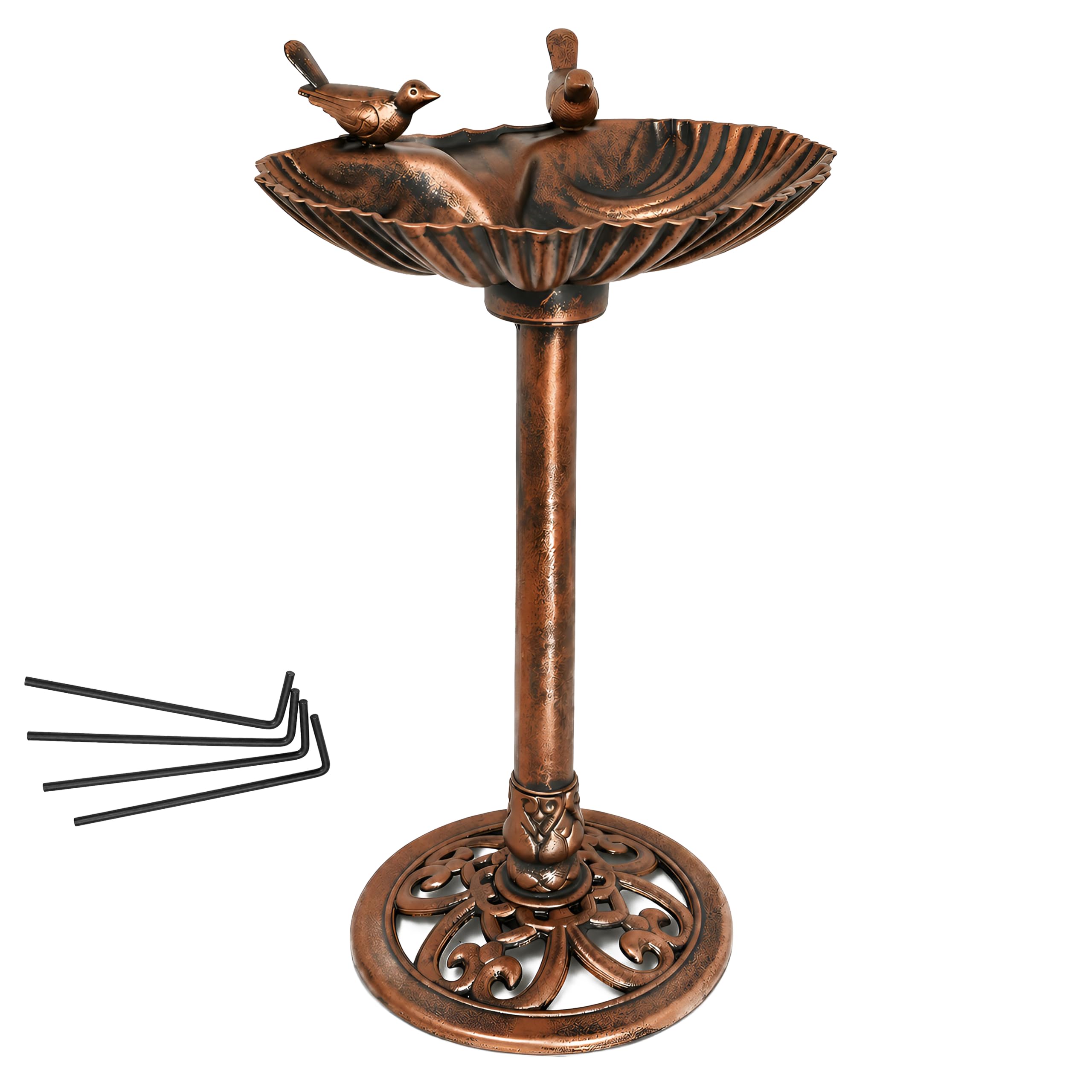DIVCHI Bird Bath for Garden Freestanding Birdbaths Wild Birds Baths Feeder Bowl Pedestal Birdbath for Outdoors Patio Yard & Lawn Décor (Bronze Bird Bath With 2 Birds)