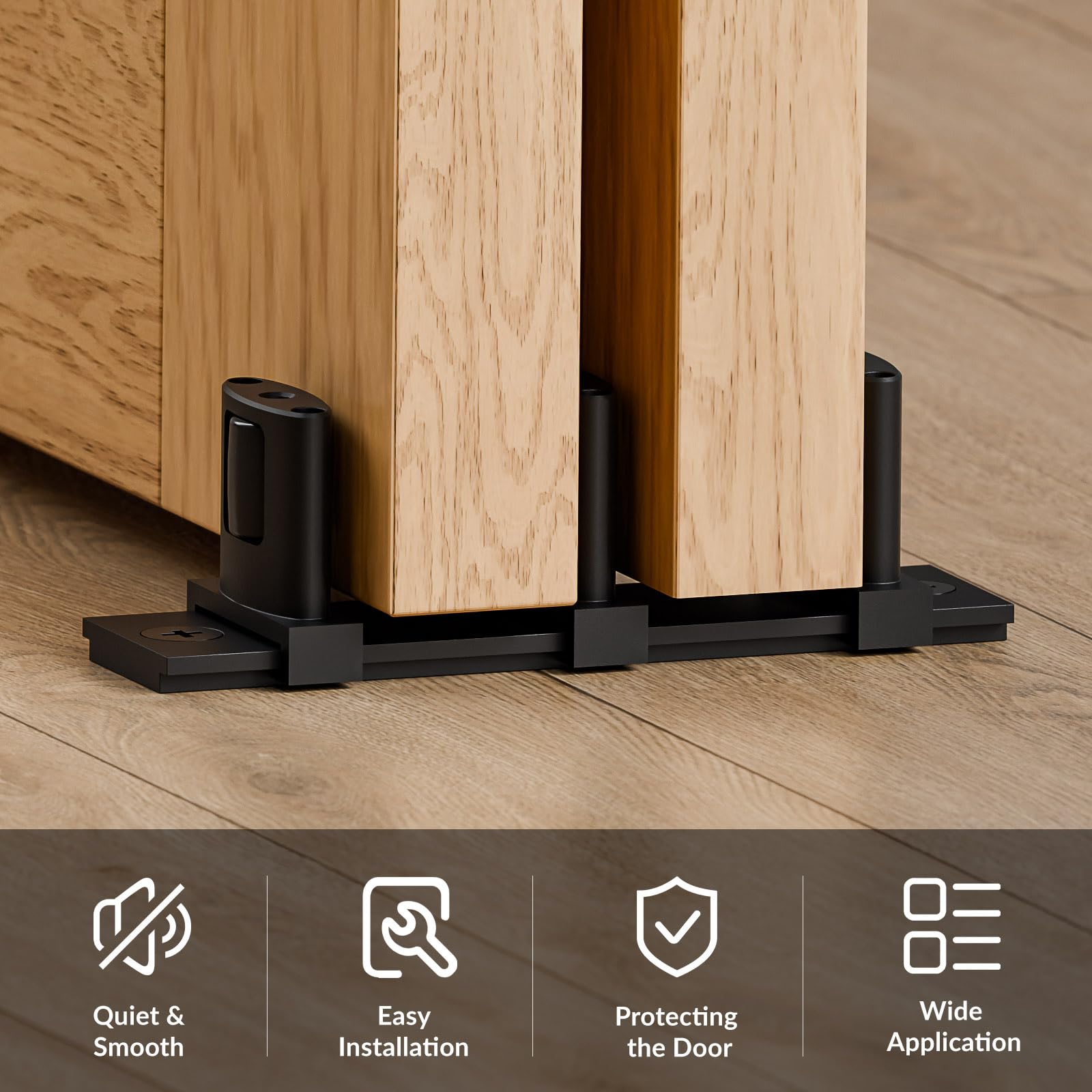 Siding Closet Door Floor Guide,Update Adjustable 3-Roller Design for Bypass Doors Floor Guide,Sliding Door Bottom Guides,Easy Install - Image 2
