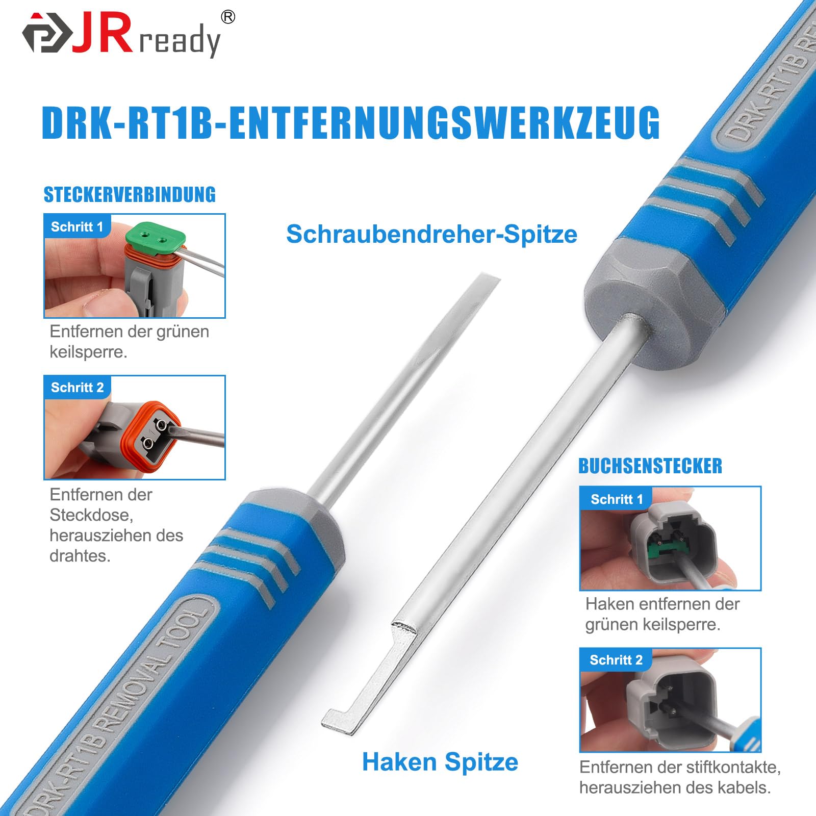 JRready ST5211-05 5PCS Auspinnwerkzeug Kit For Weather-Pack Metri-Pack Serie Steckverbinder Deutsch DT DTM DTV DRB DRCP Und Strike Serie Stecker Trminals Tool Kit Einbeziehen DRK 785084 Amp 1.5mm